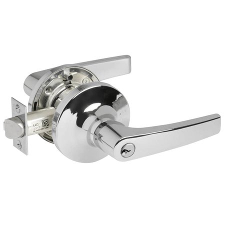 YALE Grade 1 Entry Cylindrical Lock, Monroe Lever, Conventional Cylinder, Bright Chrome Fnsh, Non-handed MO5407LN 625